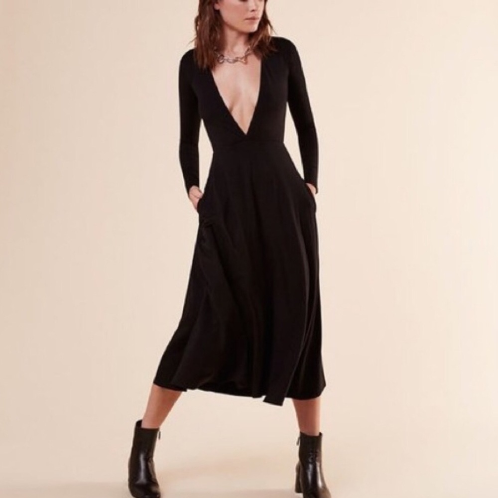 REFORMATION Reyes Dress - Long Sleeve With Pockets Size S